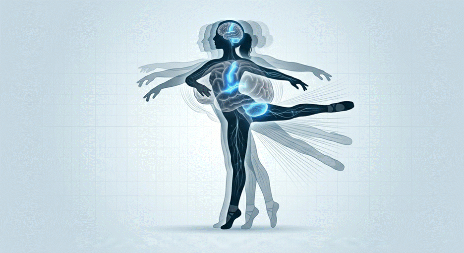dancer rehearsing movement sequence in studio